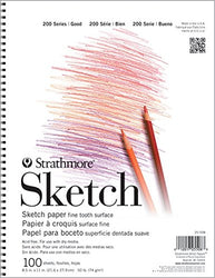 Strathmore 25-508 200 Series Sketch Pad, 8.5"x11" Wire Bound, 100 Sheets