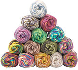 TEHETE 70% Acrylic and 30% Wool Yarn for Knitting and Crochet 3-Ply Multi Colored Yarn,11