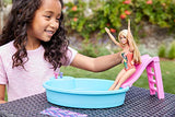 Barbie Doll, 11.5-Inch Blonde, and Pool Playset with Slide and Accessories, Gift for 3 to 7 Year Olds