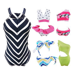E-TING 10Pcs =5 Sets Beach Bikini Swimsuit Bathing Doll Clothes One-Piece Swimwear with 5 Pairs Shoes for 11.5 Inch Girl Dolls (Style A)