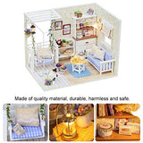 Yinuoday Dollhouse Miniature Kit with Furniture, DIY Wooden Dollhouse with LED DIY Mini Doll House Plus Dust Proof and Music Movement DIY House Kit for Adults and Teens