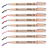 Sakura Pigma Micron PN line Drawing 8 Color pens Set, Bible journaling Study kit, Assorted colors