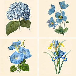 4 Pack 5D Full Diamond Painting Art Kits for Adults Kids Beginners Flowers DIY Paint by Numbers Crafts Cross Stitch Simple Elegance for Home Wall Decor Boy Girl Birthday Gift 30 x 30 cm Blue Flowers