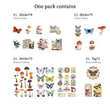 Vintage Scrapbooking Supplies Kit,Retro Scrapbook Stickers Paper Accessories,Butterfly Mushroom Aesthetic Stickers for Journaling Notebook Arts Crafts Album Bullet Journals Card Making