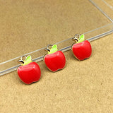 SANQIU Enamel Apple Charm Pack of 10 for Jewelry Making Fruit Pendant