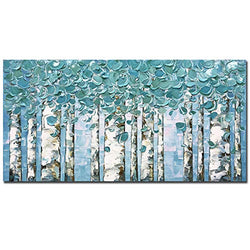 V-inspire Art, 24x48 inch Modern Abstract Painting The Tree Art Oil Paintings Hand-Painted On Canvas Wall Art Abstract Acrylic Art Wood Inside Framed Hanging Wall Decoration