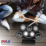 Pyle Electronic Roll Up MIDI Drum Kit W/ 9 Electric Drum Pads, Foot Pedals, Drumsticks, & Power Supply | Quick Setup | Tabletop Roll Up Drum Kit | Pre-Loaded W/ Drum Electric Kits & Songs (PTEDRL14)