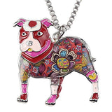 BONSNY Love Heart Enamel Zinc Alloy Metal Pit Bull Buster Dog Necklace Dog Animal Jewelry pendant