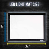 US ART SUPPLY Lightmaster 32.5" Extra Large(A2) 17"x24" LED Lightbox Board Ultra-Thin 3/8" Light Box Pad and 110V AC Power Adapter Dimmable LED with Measuring Overlay Grid & Circle Template/Protractor