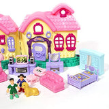 ihubdeal 21-Pieces Cottage My Sweet Surprise Fold-and-Go Dollhouse Light & Sound Mini Doll House