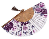 Amajiji 8.27"(21cm) Hand Held Bamboo Silk Folding Fan Hand Fan,Chinese / Japanese Charming