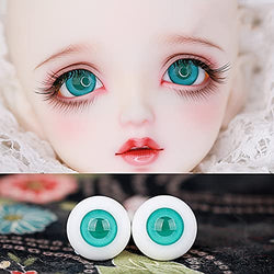 Y&D BJD Doll Accessories 2 Pieces Glass Safety Eyes Colorful Round Craft Eyes for Doll Accessories DIY Craft Making (No Doll)