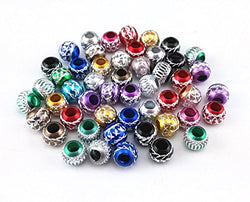 Honbay 50pcs 10mm Mix Color Pattern Aluminum Carving Spacer Beads Metal Loose Beads for Jewelry