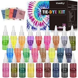 Tie Dye Kit 26 Colors, VSADEY Fabric Dye Party Kit Tie Dye Set Party Supplies with Pigments, Rubber Bands, Gloves, Apron and Table Cover for Clothes Craft Arts Fabric Textile DIY Handmade Project