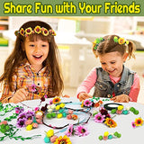 Flower Crowns Craft Kit, Make Your Own 12 PCs Flower Crowns Garland Handmade Arts and Crafts for Kids, DIY Fairy Flower Headbands and Bracelets,Hair Accessories Gift for Girls/Teens/Women