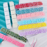 editTime 10500 Pieces Half Flatback Imitation AB Pearls Bead Stones Gem with Pick Up Tweezer and Brush for Nail Art Makeup Clothes Shoes Scrapbook Crafts
