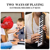 Eavnbaek 37 Keys Melodica Instrument, Soprano Melodica Air Piano Keyboard Pianica with 2 Soft Long Tubes, 2 Short Mouthpieces and Carrying Bag (Black)