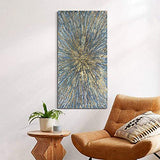 AZAVY Art,24x48 Inch 100% Hand Painted Contemporary Art Golden Blue Oil Paintings on Canvas Abstract Wall Art Modern Textured Artwork Art Wood Inside Framed Hanging Wall Decoration Abstract Painting