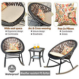 XIZZI Bistro Set Outdoor 3 Piece,Rocking Chair Patio Furniture with Glass Table and 2 Pillows (Beige)