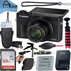 Canon PowerShot G7X Mark III Digital Camera 20.1MP Sensor with SanDisk 128GB Memory Card + Case + Tripod + A-Cell Accessory Bundle (Black)
