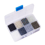 NBEADS 1 Box 8 Color 12/0 Round Glass Seed Beads 2mm Loose Spacer Beads Pony Beads with Hole for