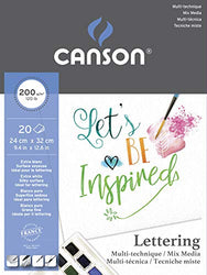 Canson Lettering Mix Media Pad 24 x 32 cm 20 Sheets 200 gsm Natural White 24 x 32 cm