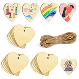 DERAYEE 50Pcs Unfinished Wooden Hearts for Crafts, 2.4" Cutout Blank Wood Pieces Heart for Valentines Day Christmas Wedding Party DIY Ornaments