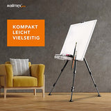 Walimex pro Aluminium Studio Easel XL 180 cm - Large Easel with Wide Range of use, for Canvas up to 140cm Height and 4cm Depth, only 1,12kg, Holder for Colours, Brushes, incl. Bag