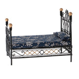 Dovewill 1:12 Scale Black Metal Double Bed Dollhouse Miniature Furniture Bedroom Accessory