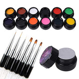 12 Pcs 3D 8g Gel Nail Art Painting Gel Designs Painting Drawing Gel Soak Off UV LED Manicure with Brush Set