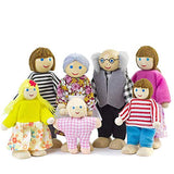 Wooden Doll House Family Dress-up Characters, Family Role-Play Dress-up Characters Grandpa, Grandma, Mom, Dad, Children, Baby Family of 7