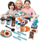 GIFTRRTOY Pretend Tea Party Set for Little Girls, 38 PCS Coffee Maker Set and Play Food Dessert Set for Kids Age 3 4 5 6 7 8 9, Kids Kitchen Pretend Play for Princess Girls Boys