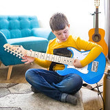 Vangoa Kids Electric Guitar, 30 Inch Electric Guitar Starter Kit for Kids Beginners with Digital Tuner, Capo, Strap, Strings, Cable, Picks, Wrenches - Blue