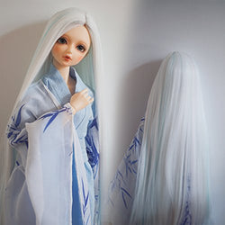 1/3 BJD SD Doll Wig High Temperature Synthetic Fiber Long Straight White Hair Wig for 1/3 1/4 1/6 BJD SD Doll