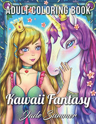 Kawaii Fantasy: An Adult Coloring Book with Beautiful Anime Portraits, Mythical Creatures, and Fantasy Scenes