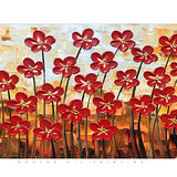 Hand Painted Textured Oil Paintings On Canvas Red Flowers Paintings Modern Wallart Abstract Artwork Canvas Wall Art Paintings Stretched Wooden Inside Ready to Hang 24x48inch