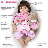 CHAREX Cute Reborn Baby Doll Lifelike Soft Vinyl 18 inch Weighted Reborn Toddler Girl Dolls with Teddy Bear Toy Gift Set