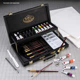 Royal & Langnickel Essentials 28pc Two-Tier Black Series Watercolor Wooden Box Artist Set