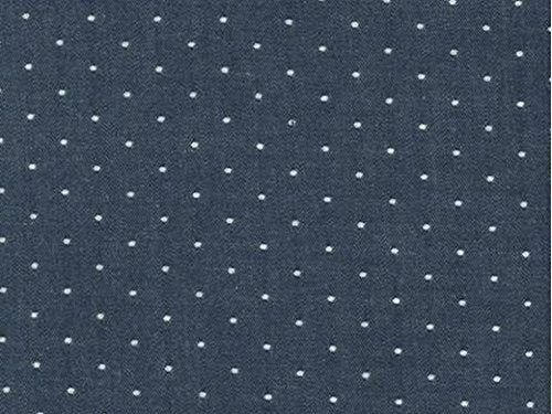 Robert Kaufman Chambray Dots Denim Dress Fabric Indigo - per metre
