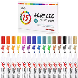 Acrylic Paint Markers, Lelix 15 Colors Acrylic Paint Pens for Rock, Glass Painting, Ceramic, Wood, Canvas, Fabric, Photo Album, DIY Craft Projects, Medium Point