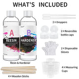 Epoxy Resin Kit Crystal Clear Epoxy Resin for Casting - 1:1 Ratio Crystal Clear Resin Coating with Sticks, Graduated Cups and Gloves for Jewelry Making, Painting and Craft Decoration (300ml)