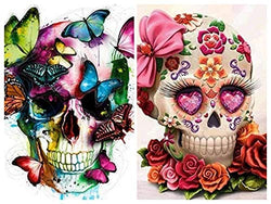 BYAMD 2 Pack 5d Diamond Painting Kits for Adults Kids Skulls Full Drill Diamond for Home Wall Decor