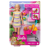 Barbie Stroll ‘n Play Pups Playset with Blonde Doll (11.5-inch), 2 Puppies, Pet Stroller and Accessories, Gift for 3 to 7 Year Olds