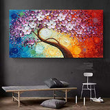 Dyi-Inn Art 100% Handpaint Oil Painting Modern Artwork Abstract Floral Paints on Canvas Wall Art for Home Decoraitons Heavy Oil Flower Paintings Ready to Hange 24x48 "