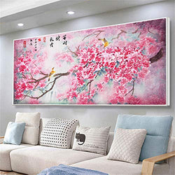 RAILONCH 5D Diamond Painting Kit, Birdie Floral Pictures Full Drill DIY Diamond Rhinestone Painting Kits for Home Décor (80x160CM)