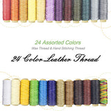 24 Colors Waxed Thread,Colorful Leather Thread, Leather Sewing Thread,Hand Stitching Thread for