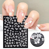 Flower Nail Art Stickers Decals, 8 Sheets White Cherry Blossom Nail Design 3D Nail Art Supplies Accessories Self-Adhesive White Floral Nails Decals for Nail Decorations Manicure Craft Tips Charms