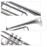 Trumpet Bb Flat, Les Ailes de la Voix Nickel Plated Brass Trumpet Includes Hard Case 7C Mouthpiece for Student Beginner