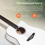 Acoustic Guitar, Cutaway Acoustic Guitar Full Size Dreadnought Acustica Guitarra Bundle with Gig Bag for Adults Teens Beginners Professionals, White by Vangoa…