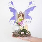 Bits and Pieces Outdoor Fairy Sculpture-Color Changing Solar Garden Fairy - Multicolored Changing